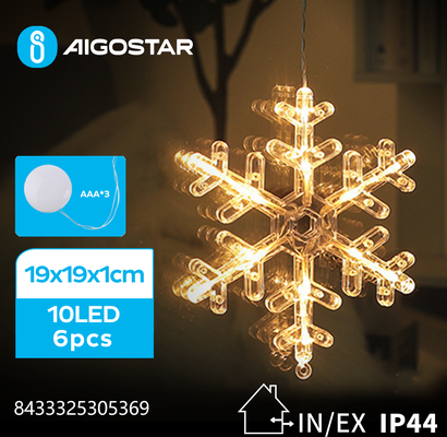 Adorno Navidad Figura Luz Copo de Nieve con Pilas y Ventosa